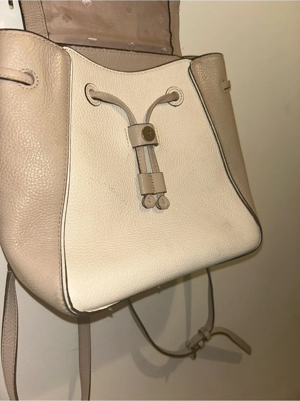 kate spade Two-Tone Beige & Cream Pebbled Leather Backpack